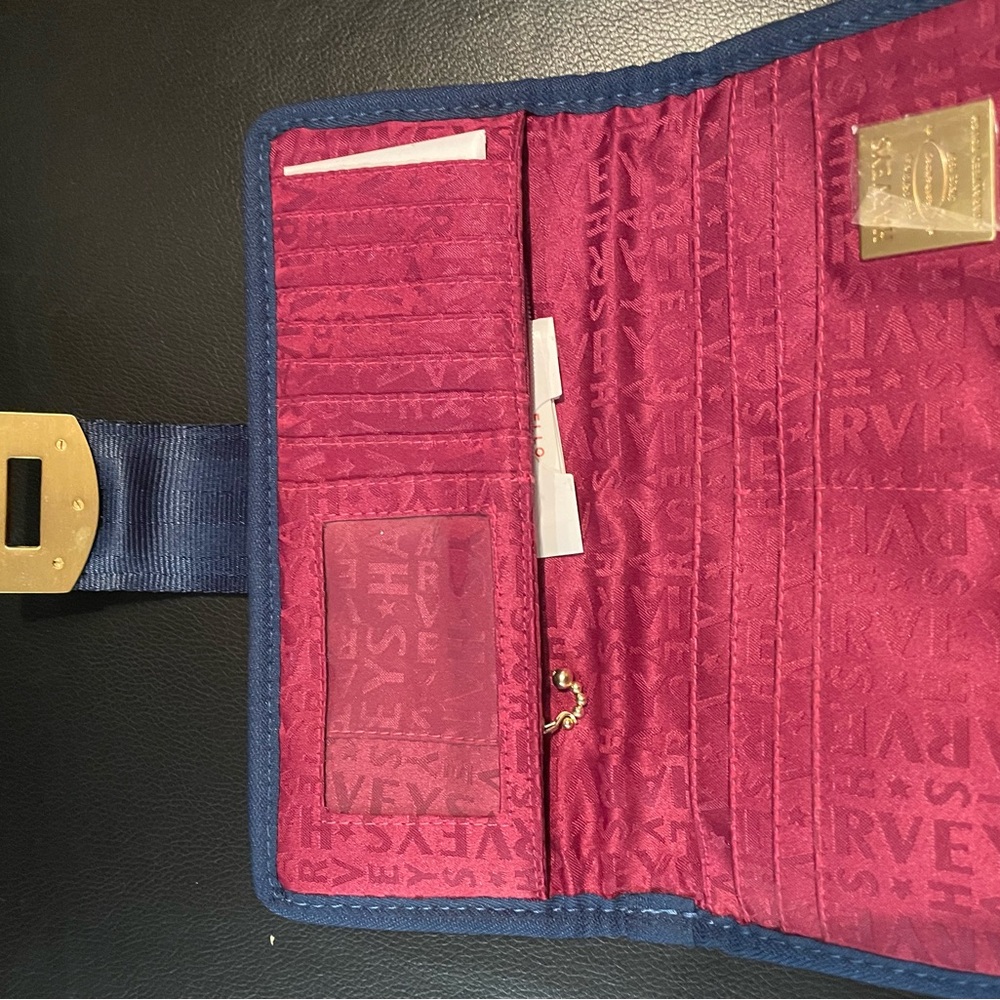 Harvey Seatbelt bag Toggle lock wallet. Gently used. Dark blue.